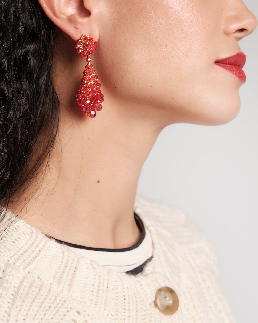 Cocoon Drop Earrings - Red Jewelry Frances Valentine