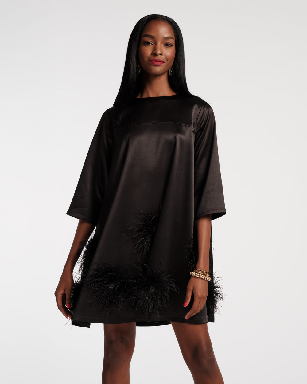 Edie Feather Mini Dress - Black/Black Dresses Frances Valentine