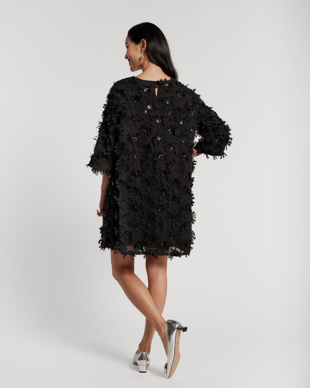 Edie Mini Dress - Daisy Applique Black Dresses Frances Valentine