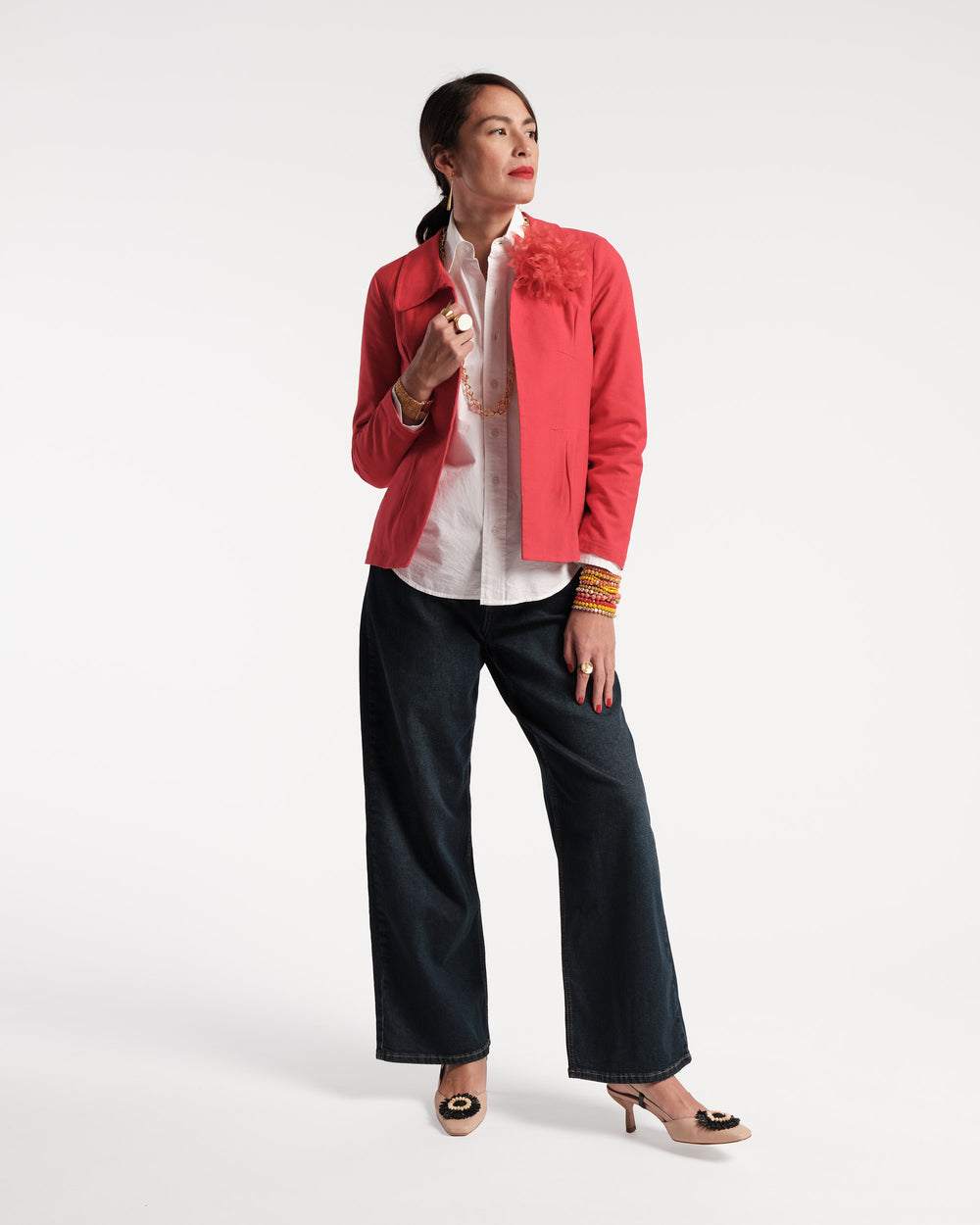 Elle Linen Blazer - Red Coats & Jackets Frances Valentine