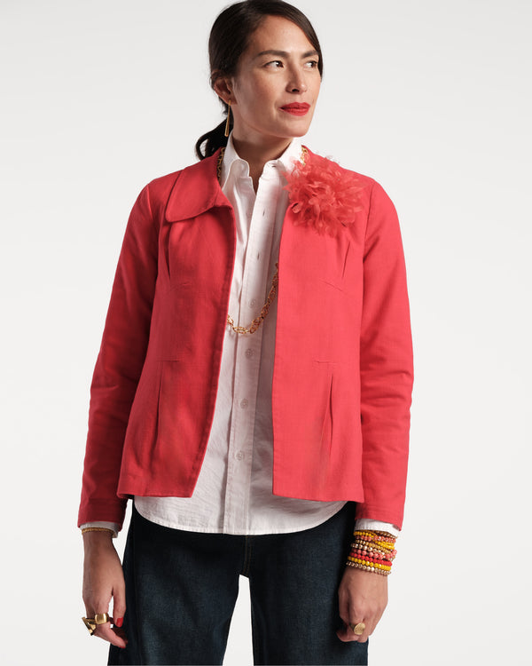 Elle Linen Blazer - Red Coats & Jackets Frances Valentine
