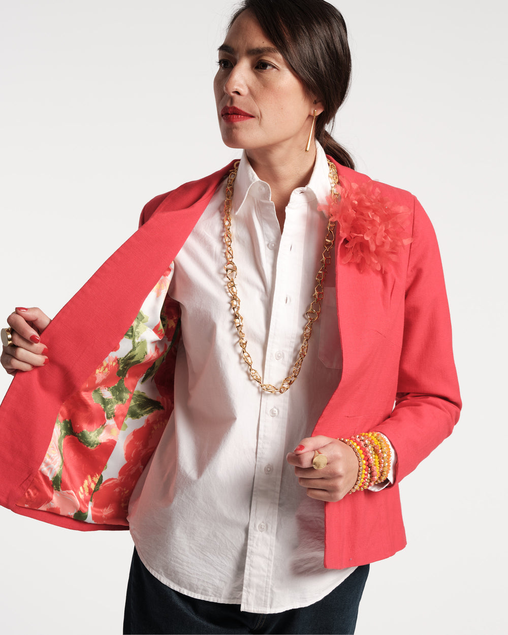 Elle Linen Blazer - Red Coats & Jackets Frances Valentine