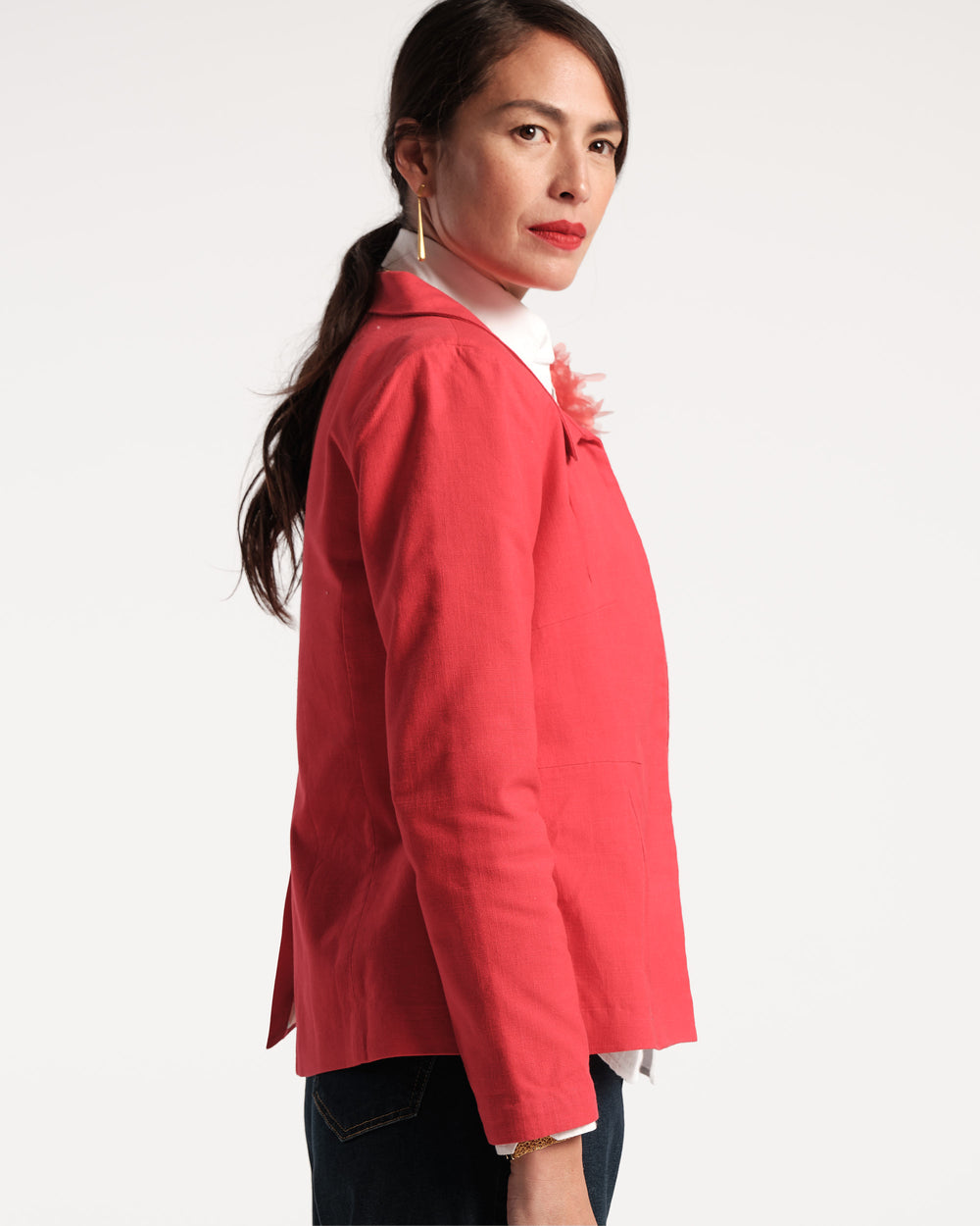 Elle Linen Blazer - Red Coats & Jackets Frances Valentine