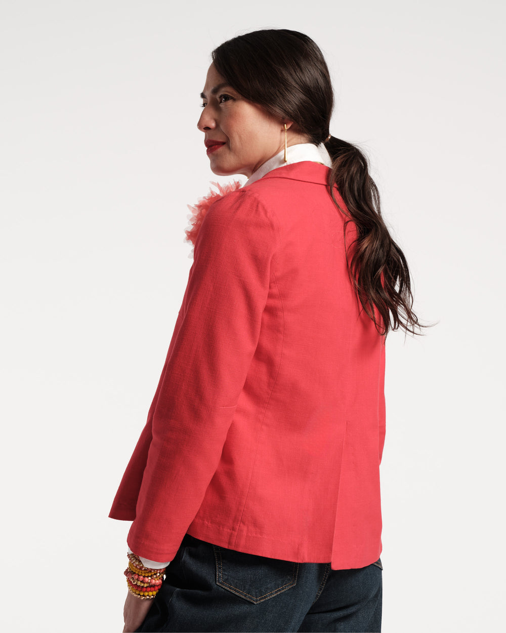Elle Linen Blazer - Red Coats & Jackets Frances Valentine