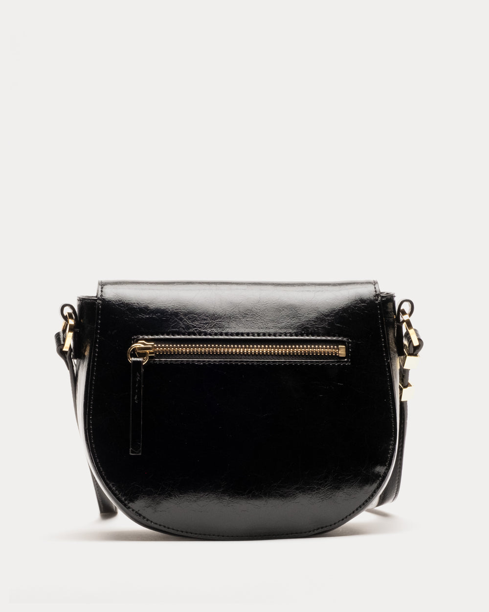Ellen Saddle Bag - Crinkled Leather Black Small Crossbody Frances Valentine