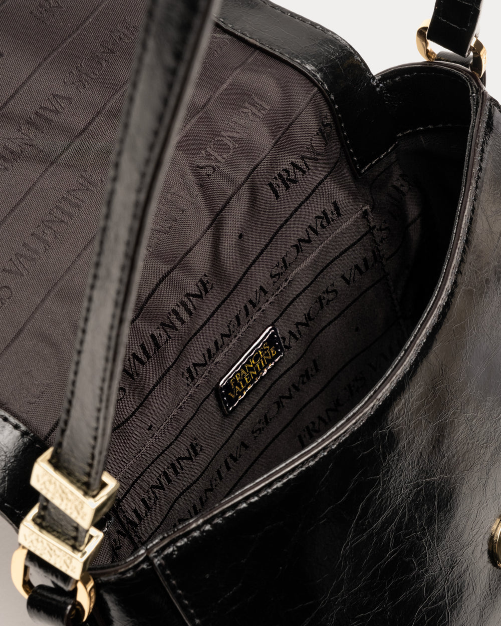 Ellen Saddle Bag - Crinkled Leather Black Small Crossbody Frances Valentine