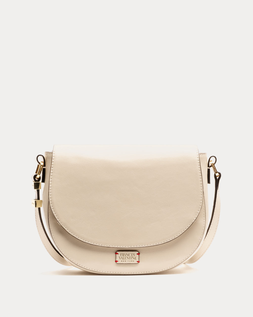 Ellen Saddle Bag - Crinkled Leather Oyster Small Crossbody Frances Valentine