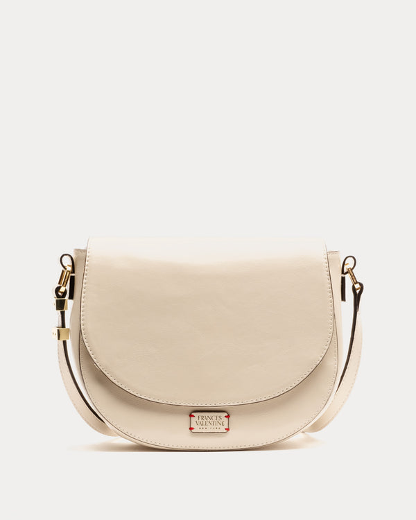 Ellen Saddle Bag - Crinkled Leather Oyster Small Crossbody Frances Valentine