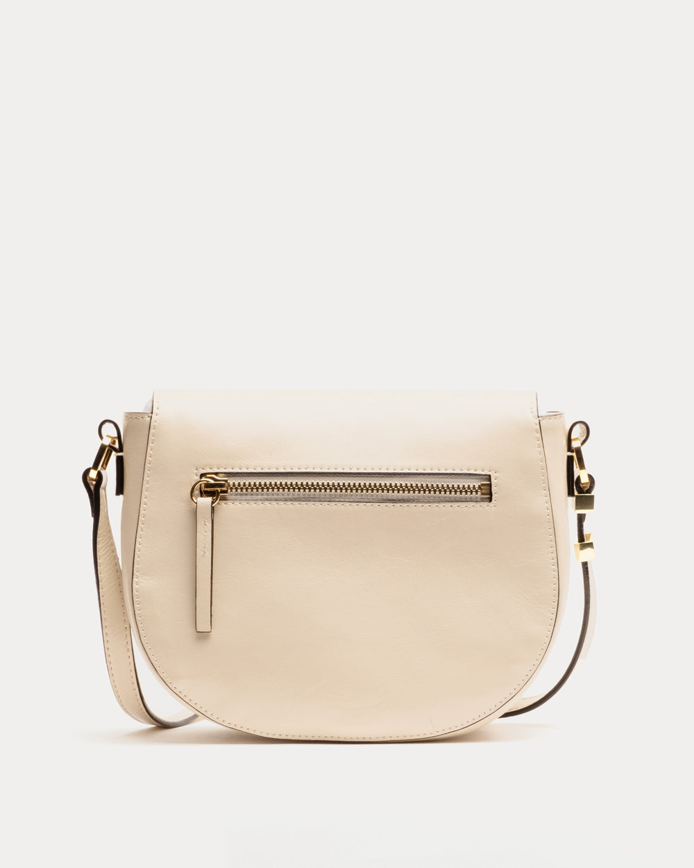 Ellen Saddle Bag - Crinkled Leather Oyster Small Crossbody Frances Valentine