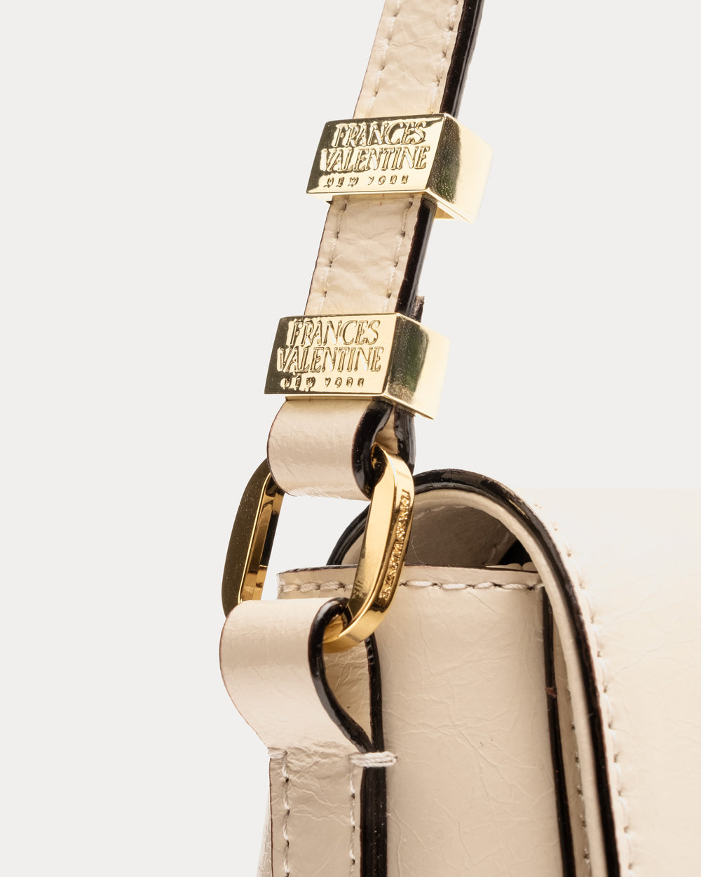 Ellen Saddle Bag - Crinkled Leather Oyster Small Crossbody Frances Valentine