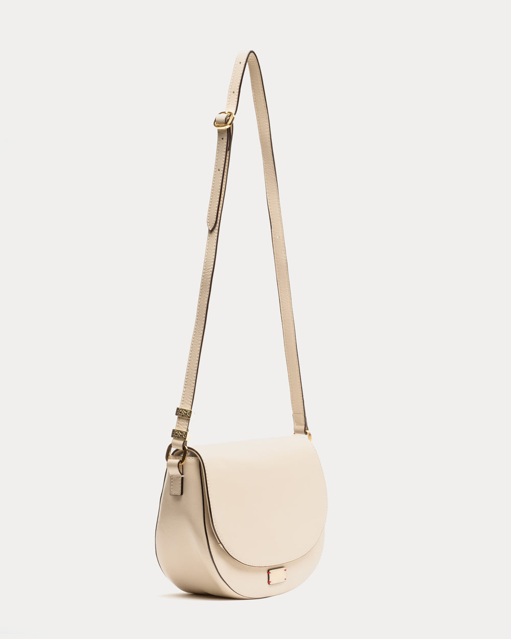Ellen Saddle Bag - Crinkled Leather Oyster Small Crossbody Frances Valentine