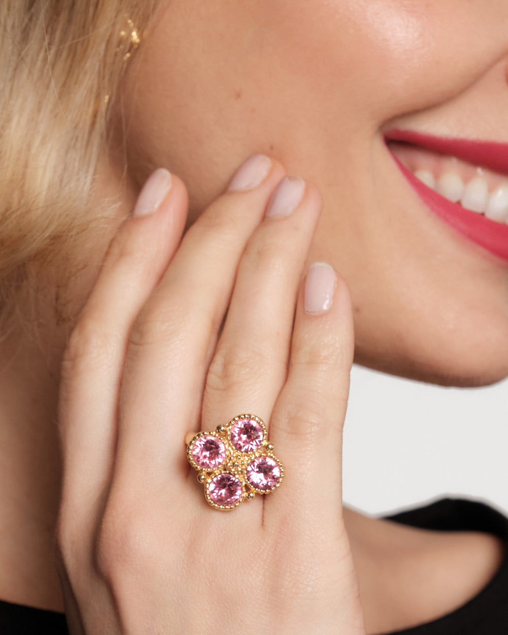 4 Faceted Pink Stone Ring - Pink Earrings Frances Valentine