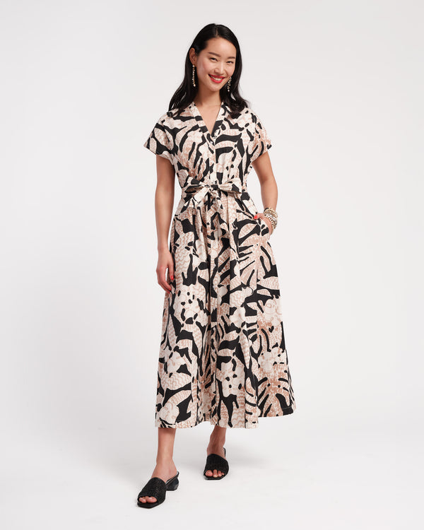 Eve Dress - Sketchy Jungle Black Dresses Frances Valentine