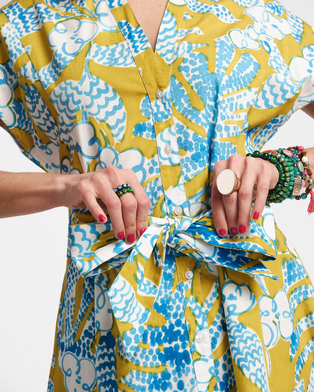 Eve Dress - Sketchy Jungle Green Dresses Frances Valentine