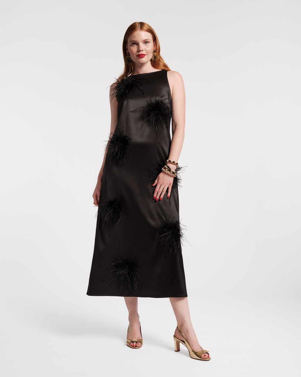 Francesca Feather Maxi Dress - Black/Black Frances Valentine