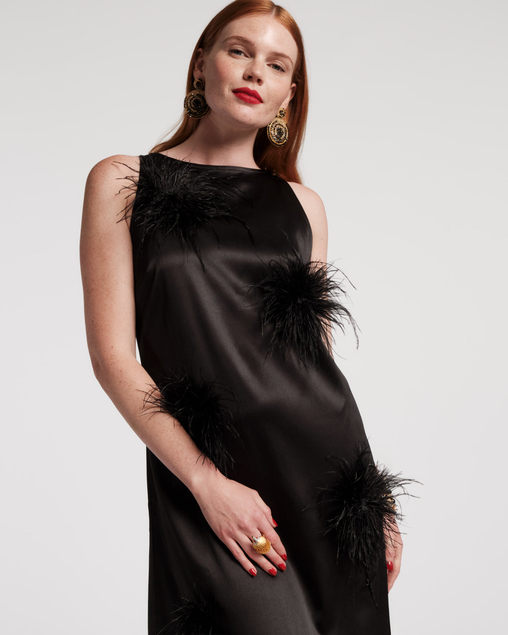 Francesca Feather Maxi Dress - Black/Black Frances Valentine