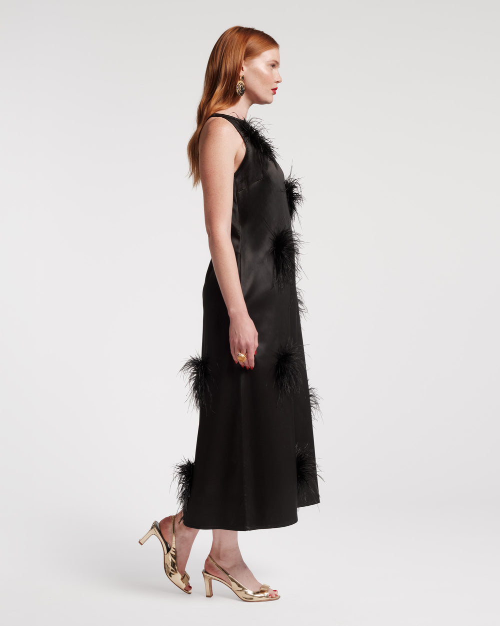 Francesca Feather Maxi Dress - Black/Black Frances Valentine