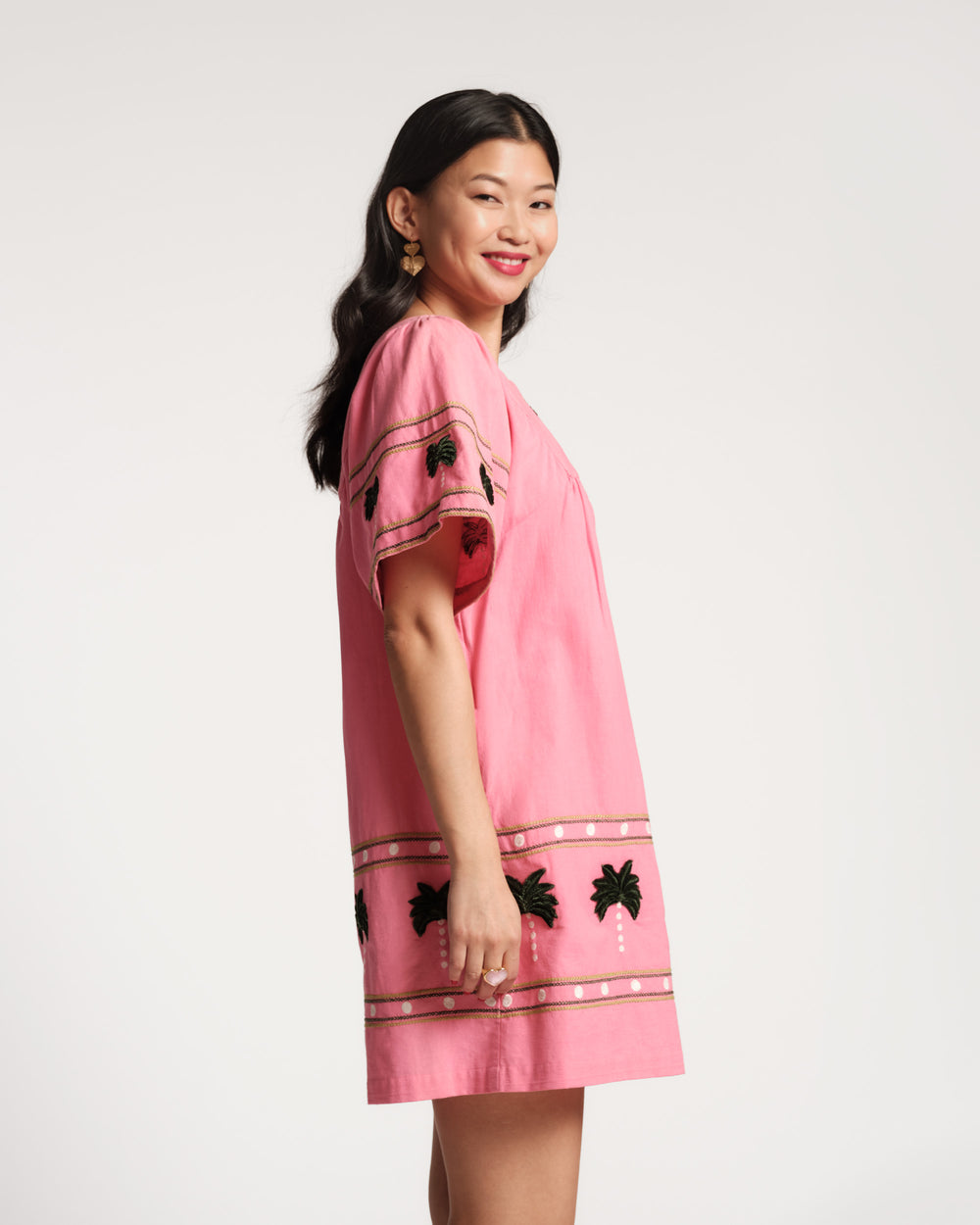 Picnic Mini Dress - Palm Tree Pink Dresses Frances Valentine