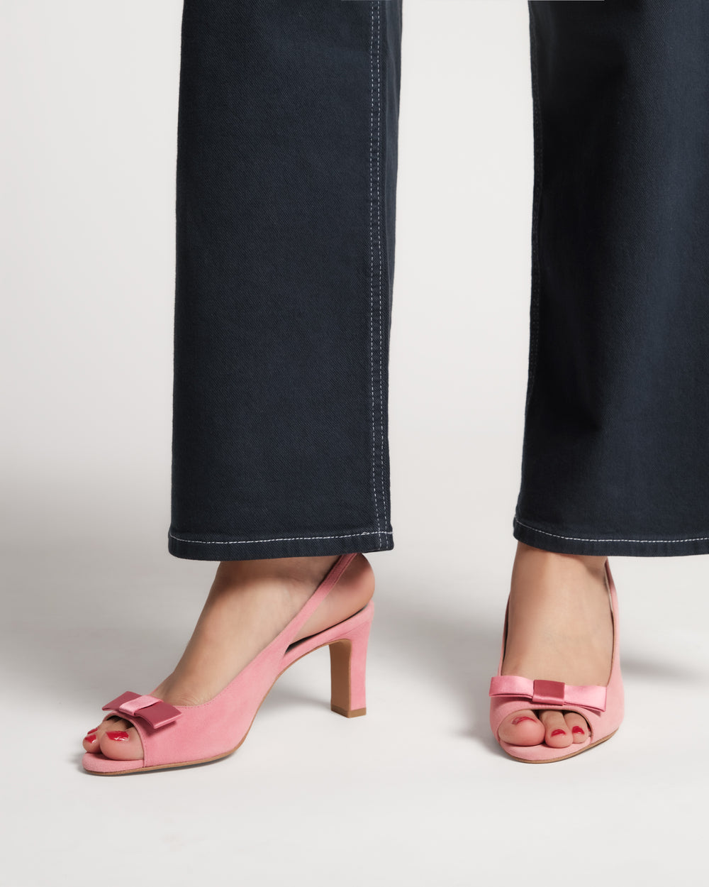Reese Slingback Heel - Suede Pink Heels Frances Valentine