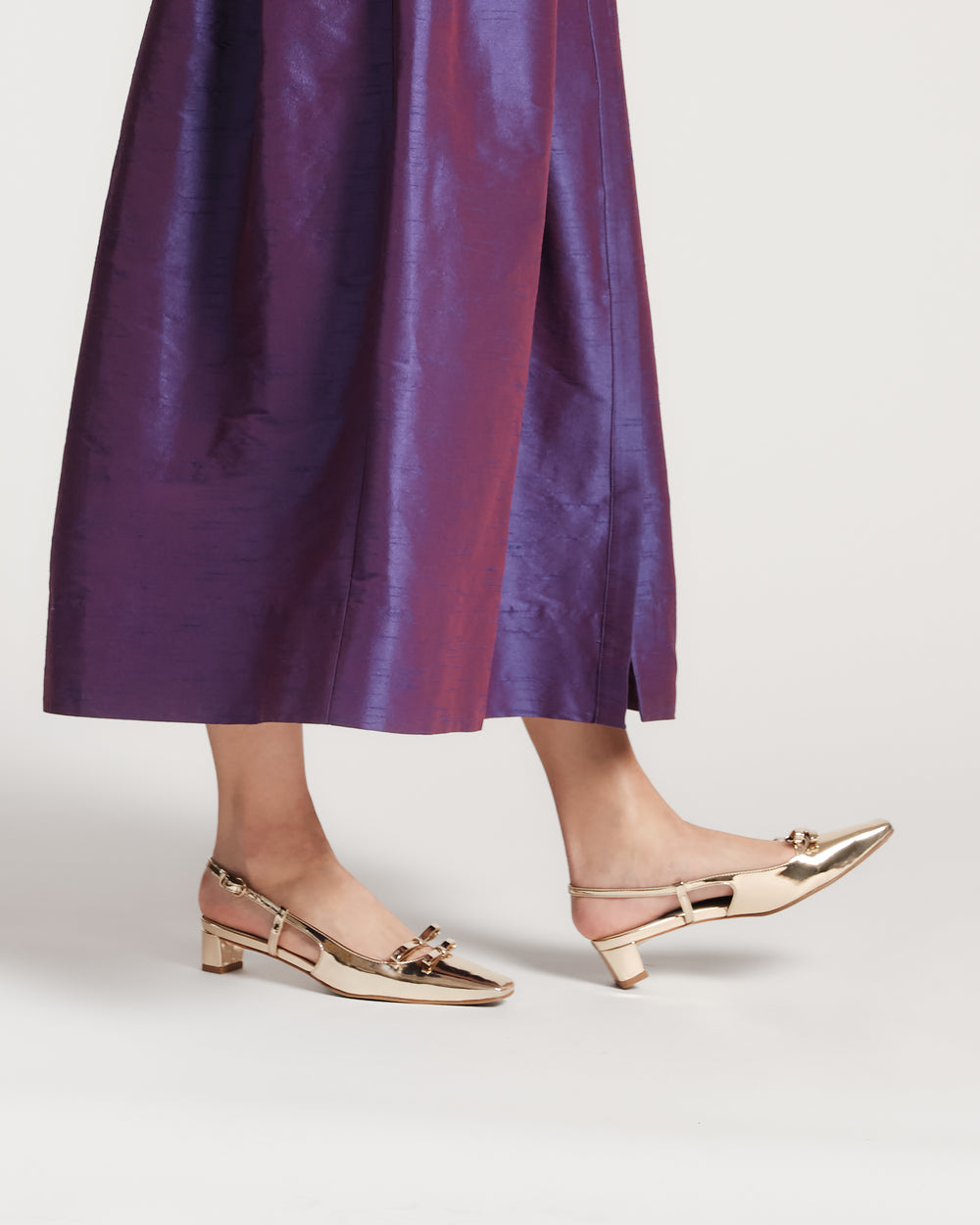 Emma Mini Block Heel - Platino Flats Frances Valentine