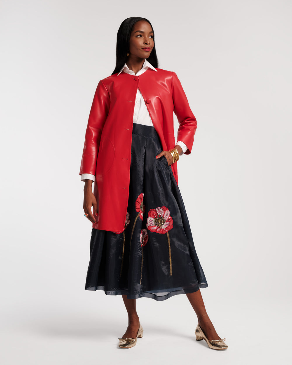 Mod Jacket - Faux Leather Geranium Frances Valentine