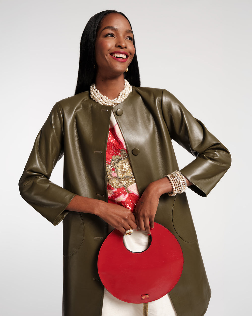 Mod Jacket - Faux Leather Olive Frances Valentine