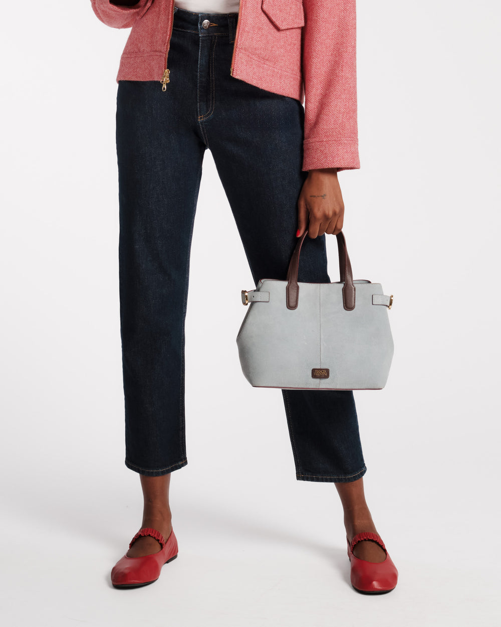 Amalie Suede Tote - Light Blue Handbag Frances Valentine