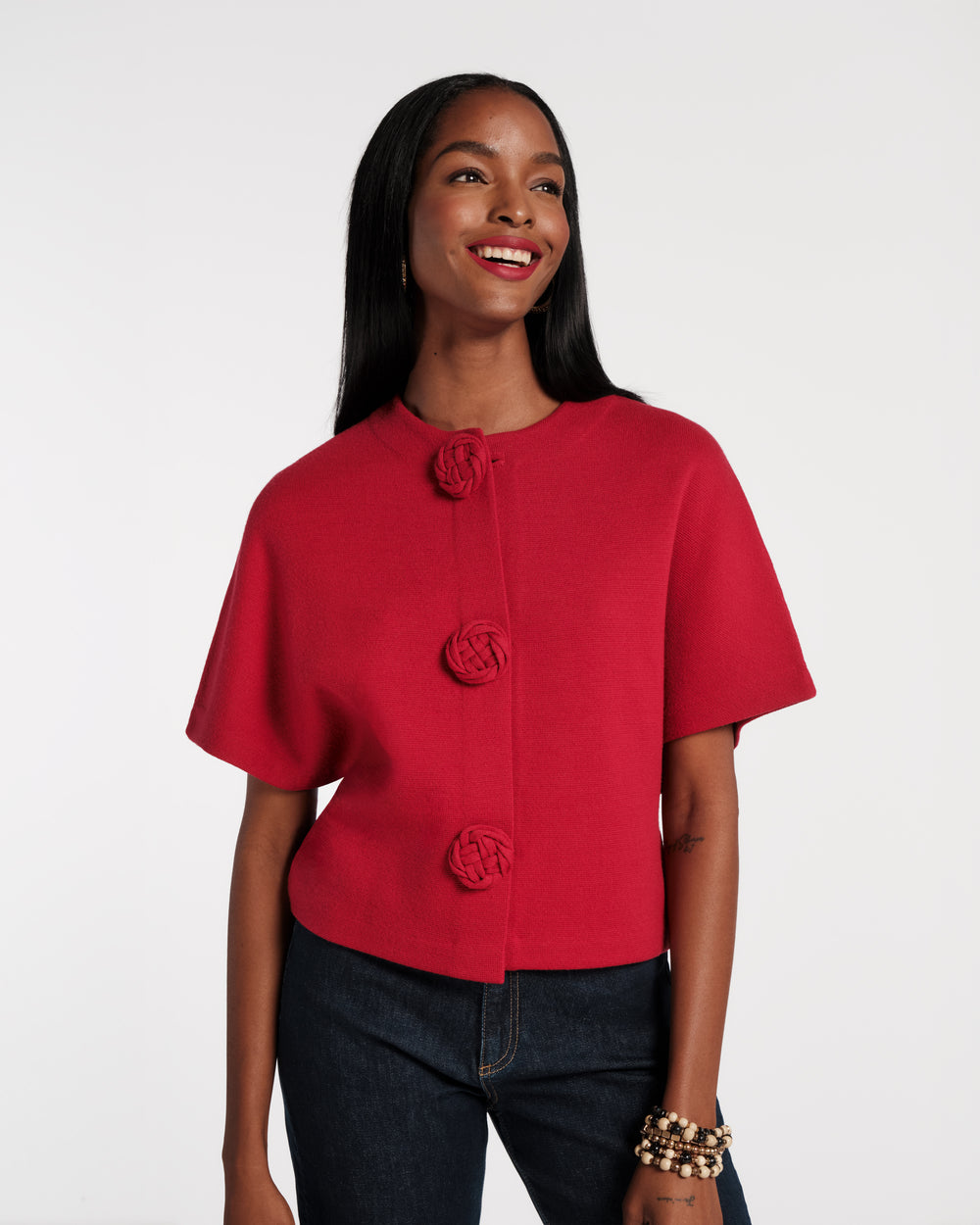 Carnegie Wool Shrug - Red Sweater Frances Valentine