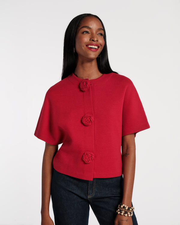 Carnegie Wool Shrug - Red Sweater Frances Valentine
