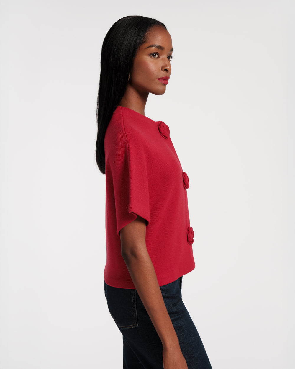Carnegie Wool Shrug - Red Sweater Frances Valentine