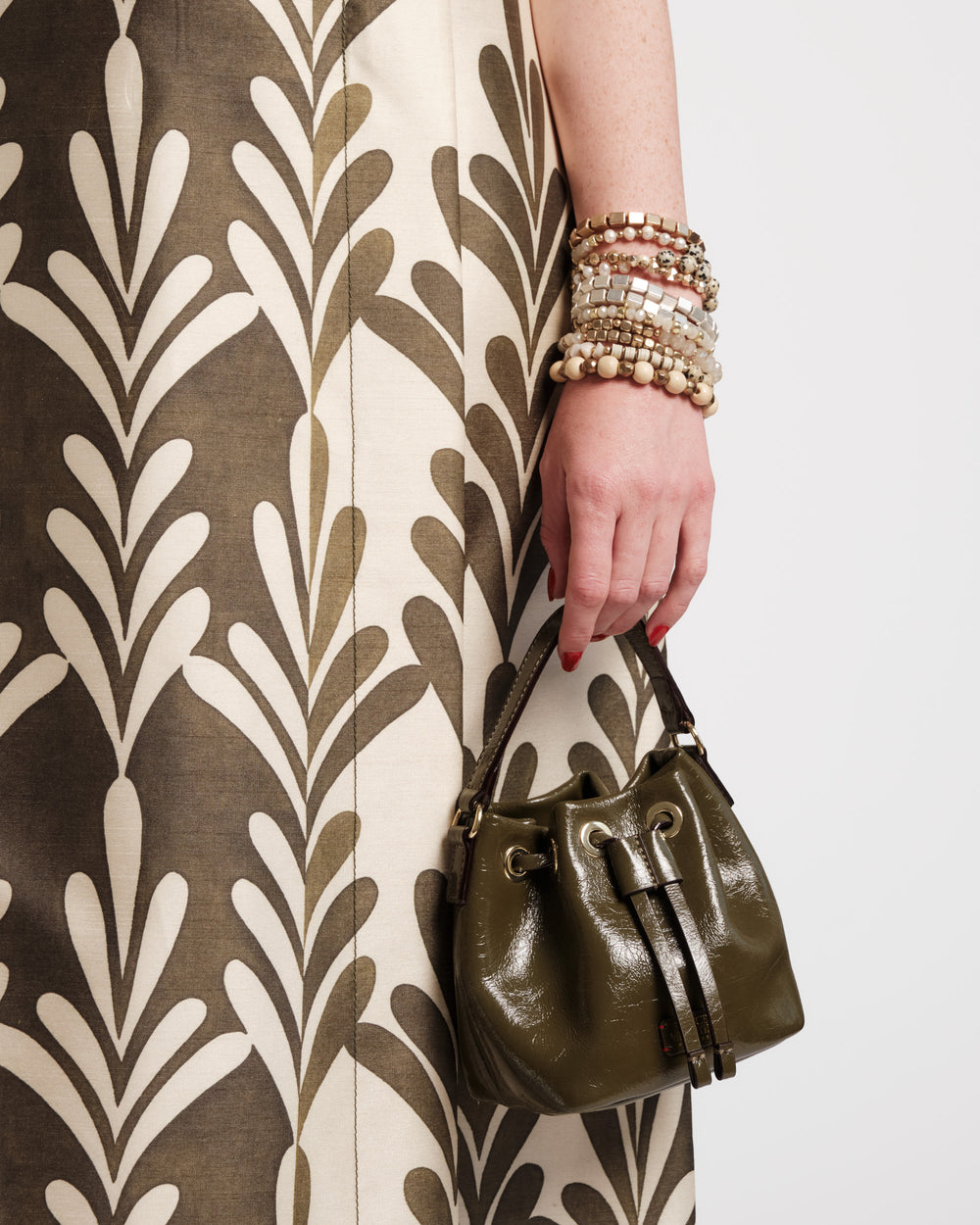 Carlyle Maxi Dress - Royal Palm Oyster/Olive Dresses Frances Valentine