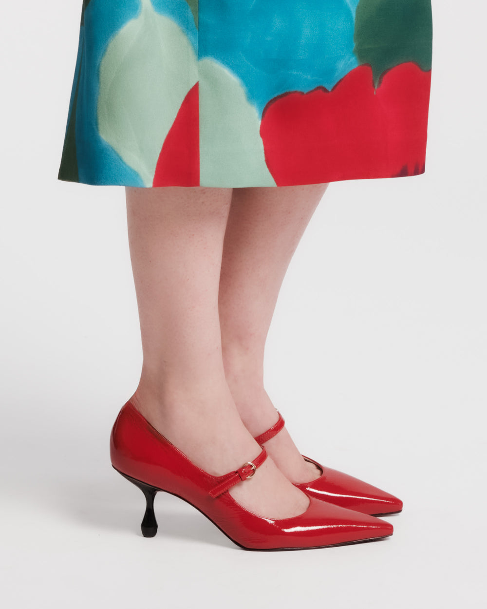 Naomi Pump - Crinkled Leather Red Frances Valentine