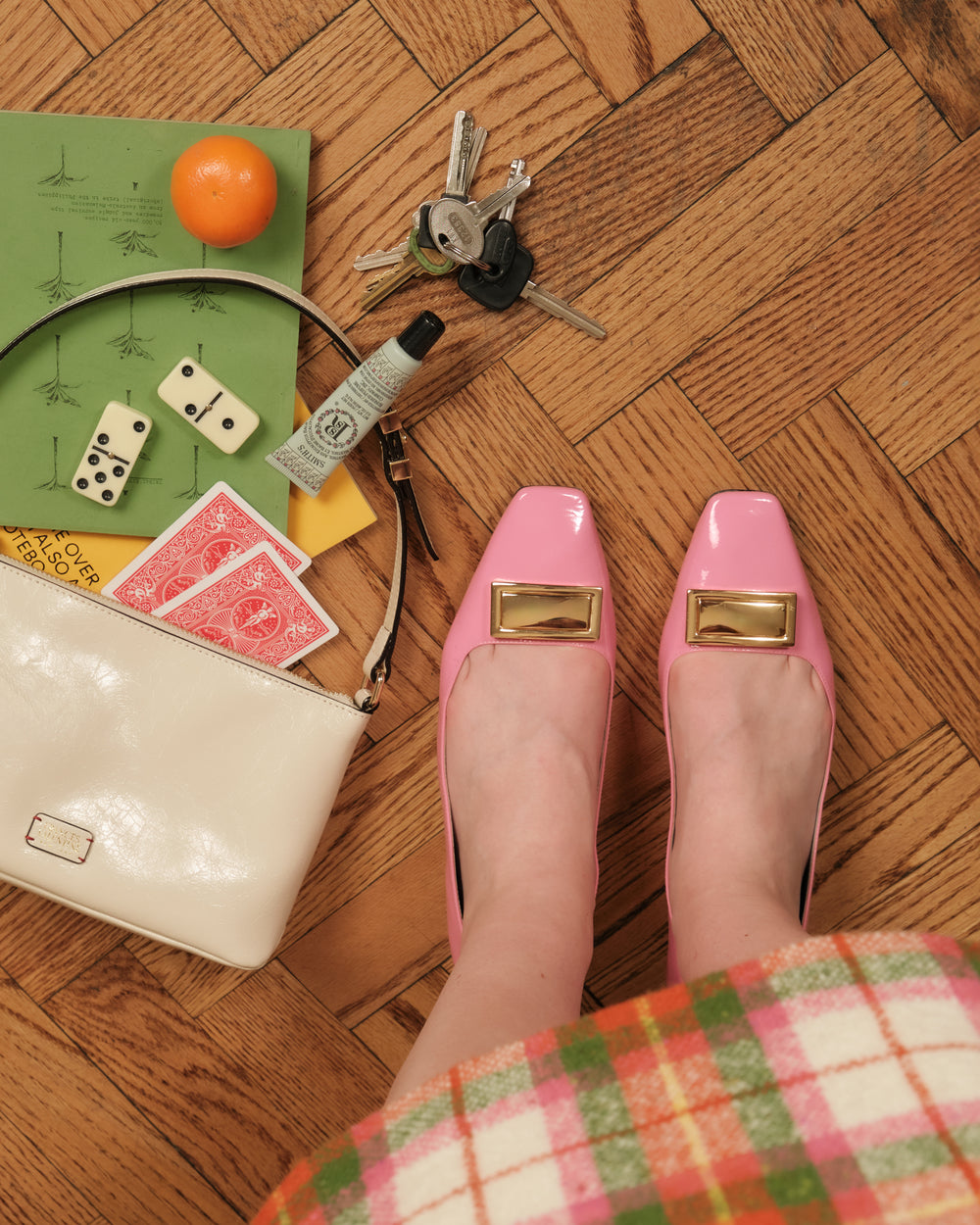 Midge Flat Crinkled Leather - Pink Flats Frances Valentine
