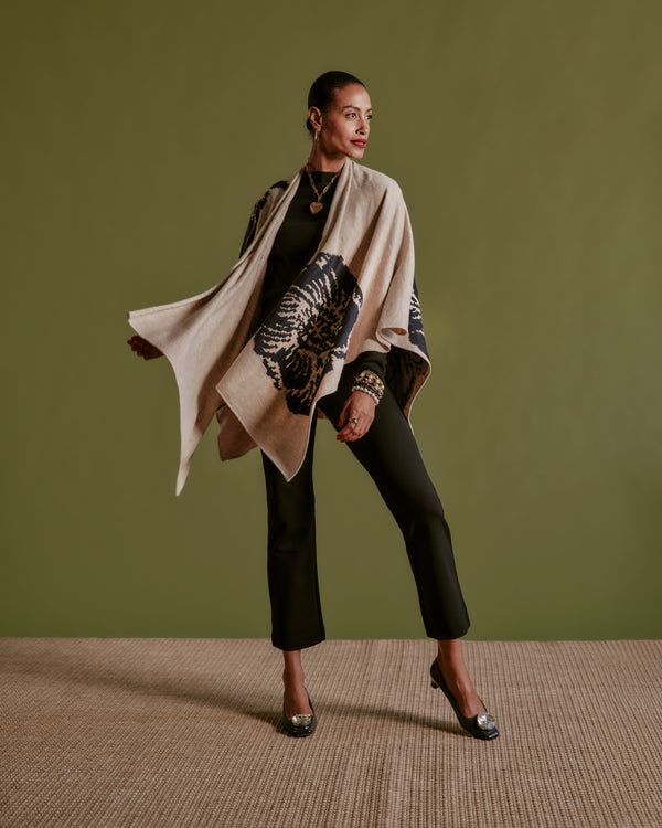 Ginny Wrap - Carefree Chrysanthemum Camel Sweater Frances Valentine