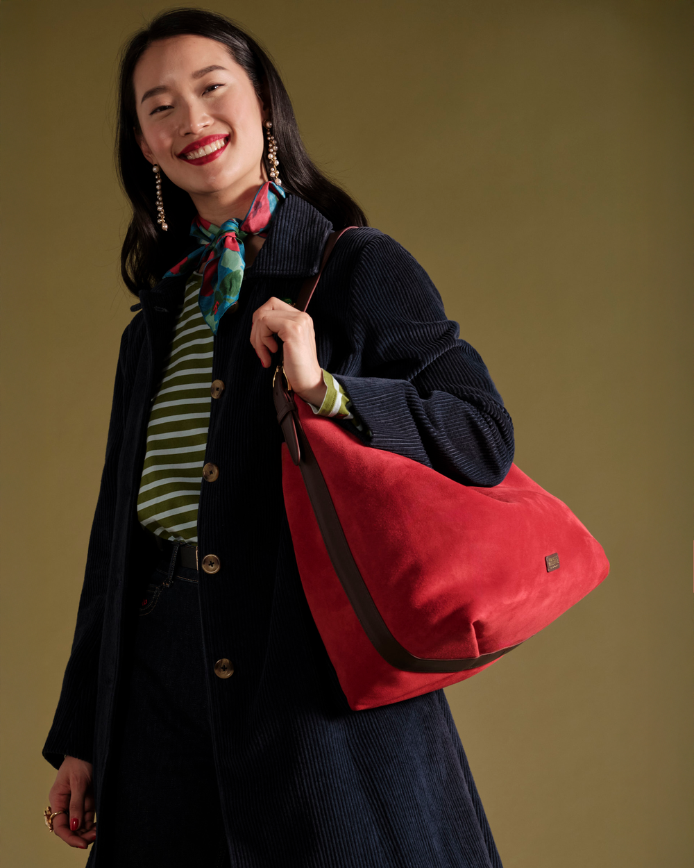 Hunter Suede Hobo - Cherry Red Large Tote Frances Valentine