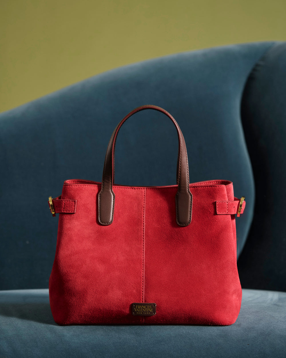 Amalie Suede Tote - Red Handbag Frances Valentine
