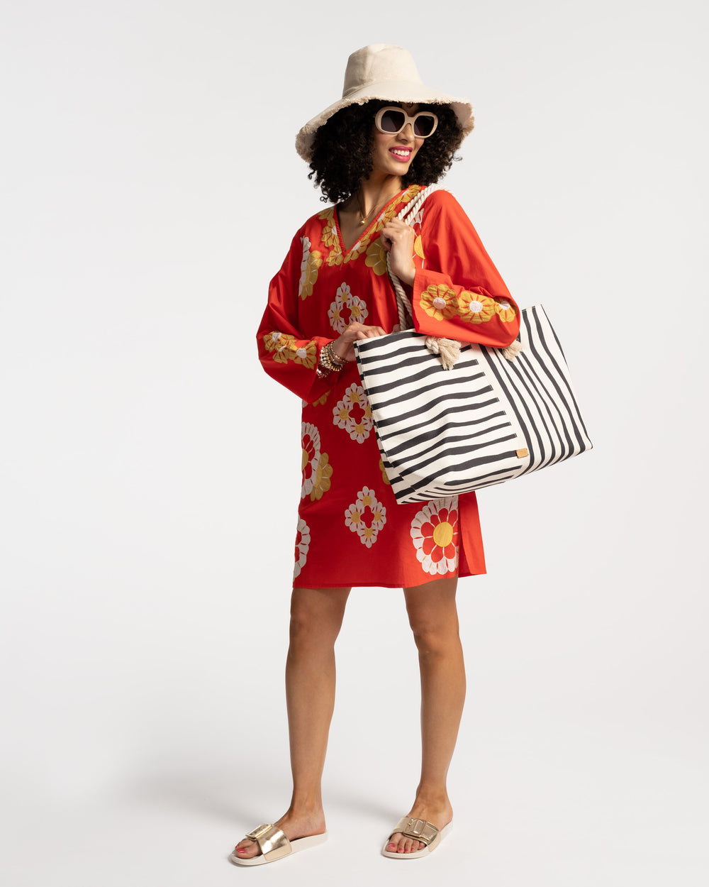 Goldie Tunic Sunrise Coral Multi Dresses Frances Valentine