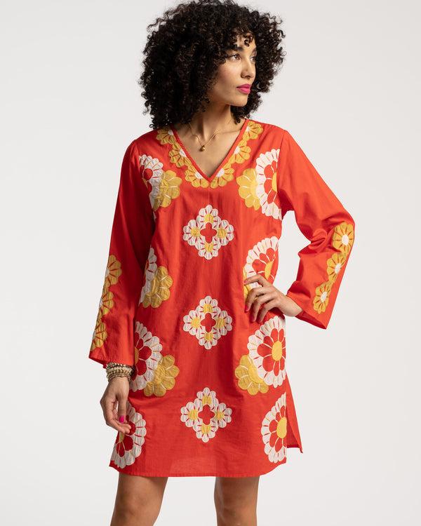 Goldie Tunic Sunrise Coral Multi Dresses Frances Valentine