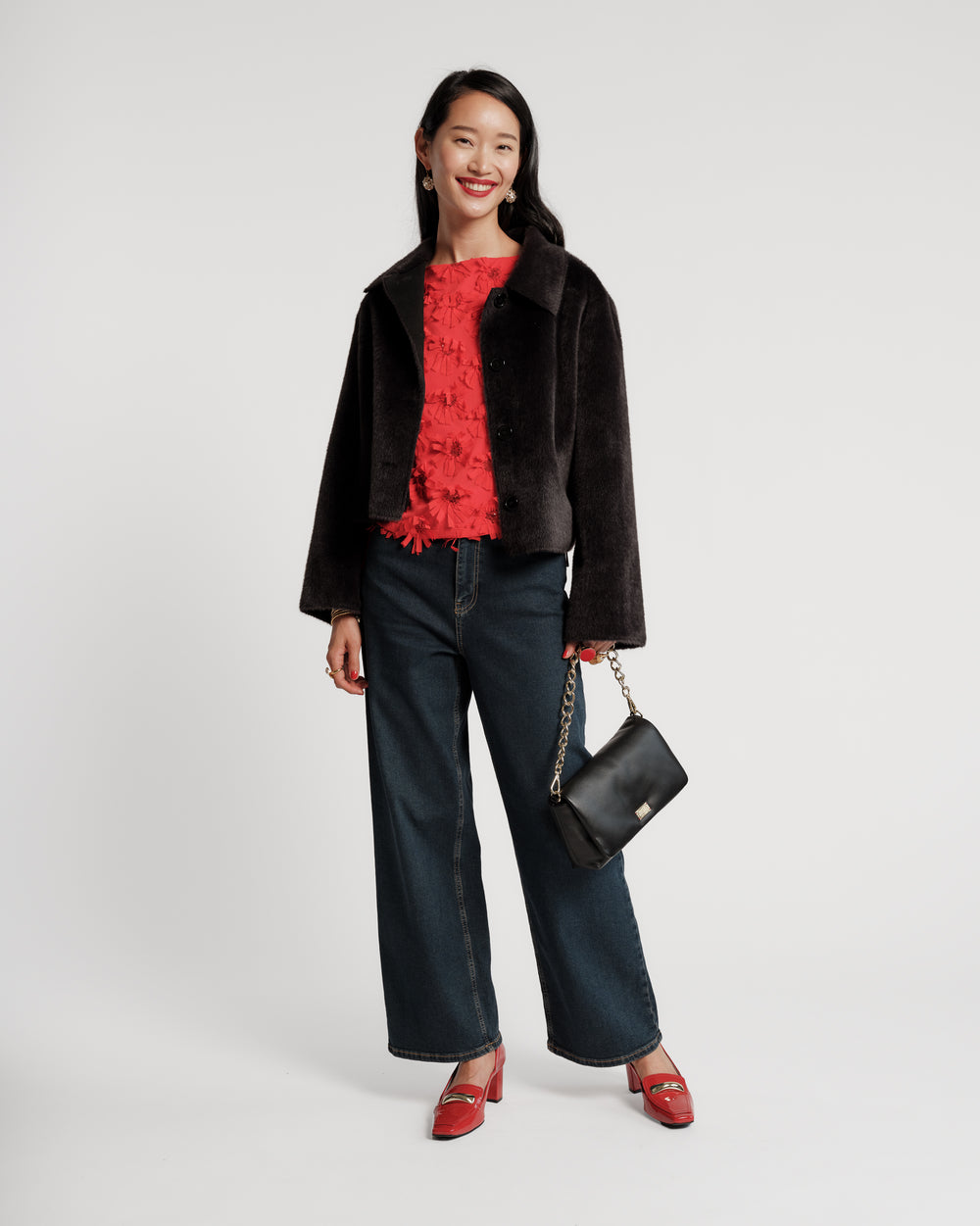 Cosette Faux Fur Jacket - Black Coats & Jackets Frances Valentine