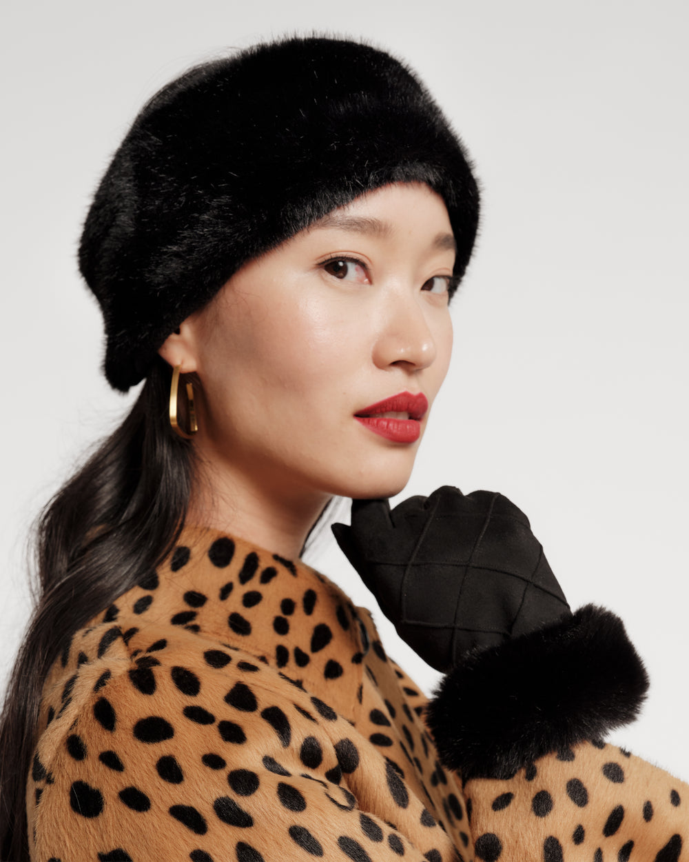 Faux Fur Cuff Glove - Black Gloves & Mittens Frances Valentine