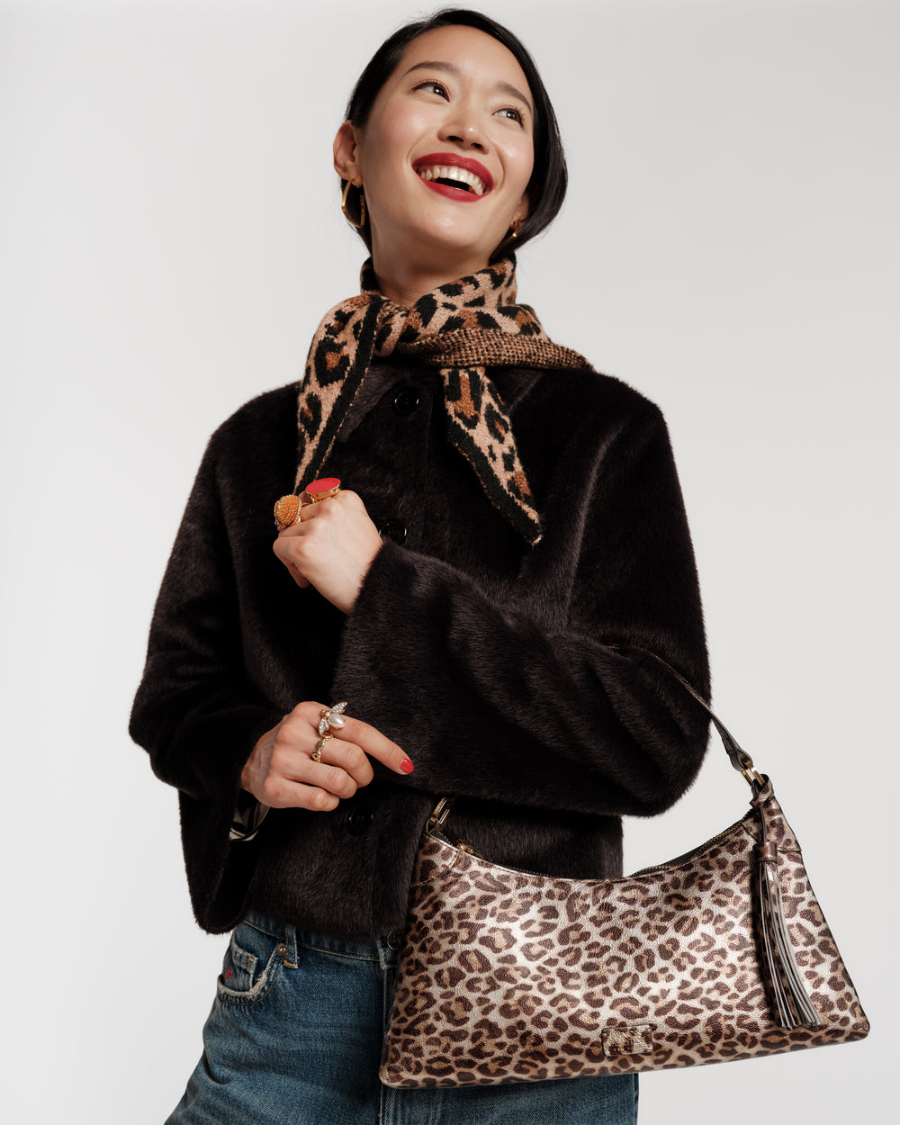 Tibbie Shoulder Bag - Metallic Leopard Handbag Frances Valentine