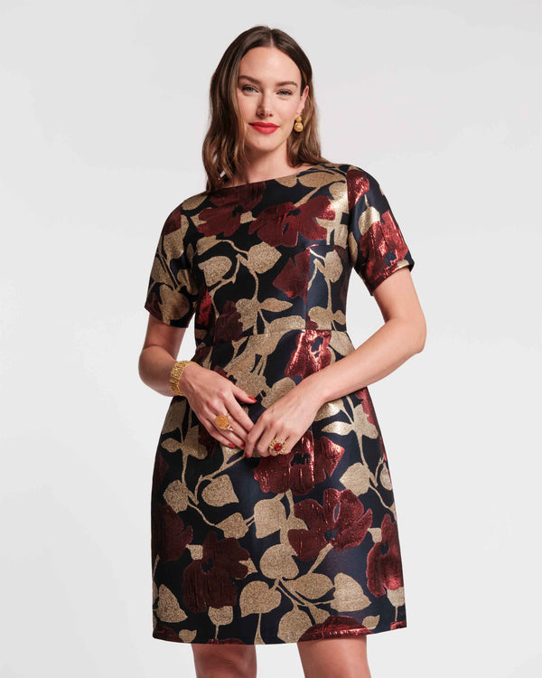 Michelle Mini Dress - Floating Floral Jacquard Dresses Frances Valentine