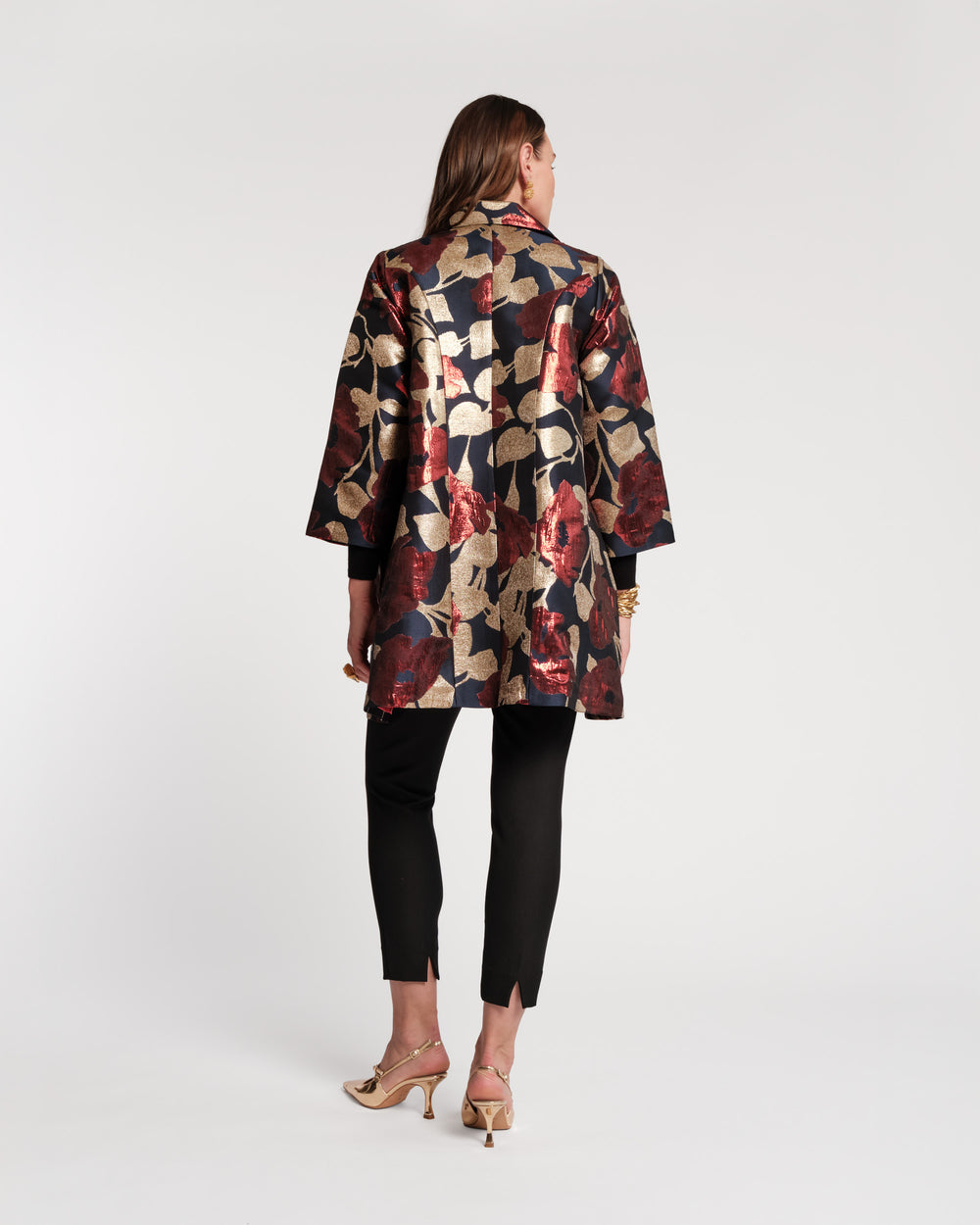 Cornelia Swing Coat - Floating Floral Jacquard Coats & Jackets Frances Valentine