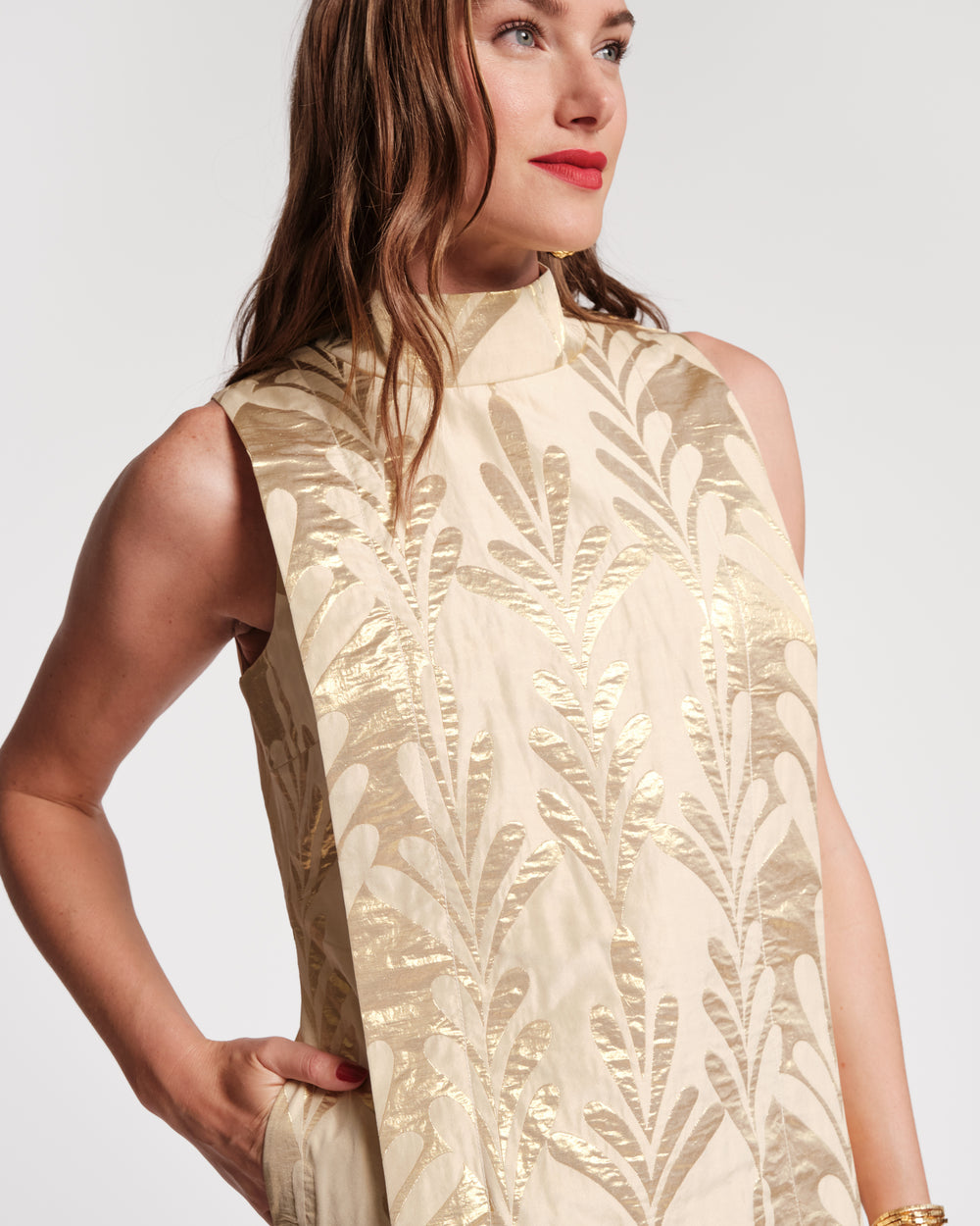 Carlyle Maxi Dress - Royal Palm Jacquard Gold Dresses Frances Valentine