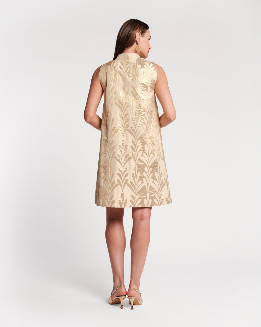 Tabitha Mini Dress - Royal Palm Jacquard Gold Dresses Frances Valentine