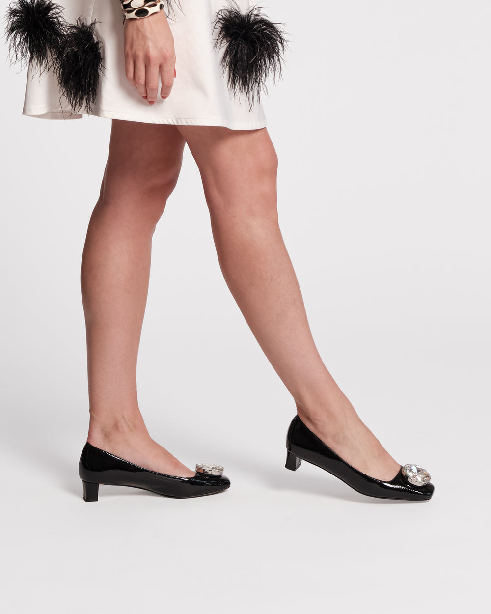 Mary Mod Heel - Crinkled Leather Black Frances Valentine