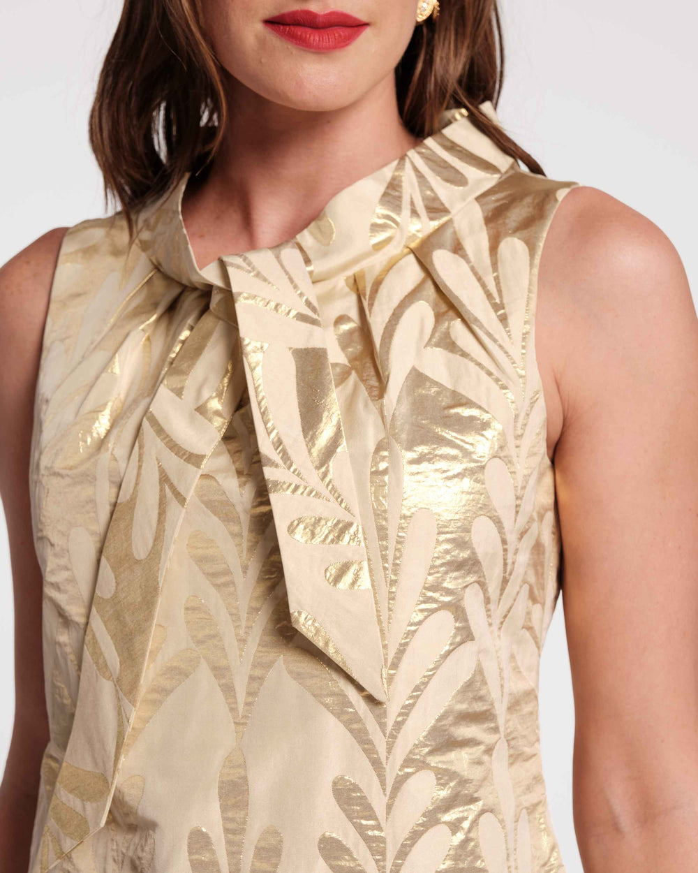 Millie Top - Royal Palm Jacquard Gold Shirt Frances Valentine