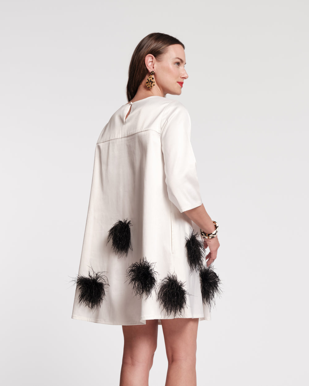 Edie Feather Mini Dress - White/Black Dresses Frances Valentine