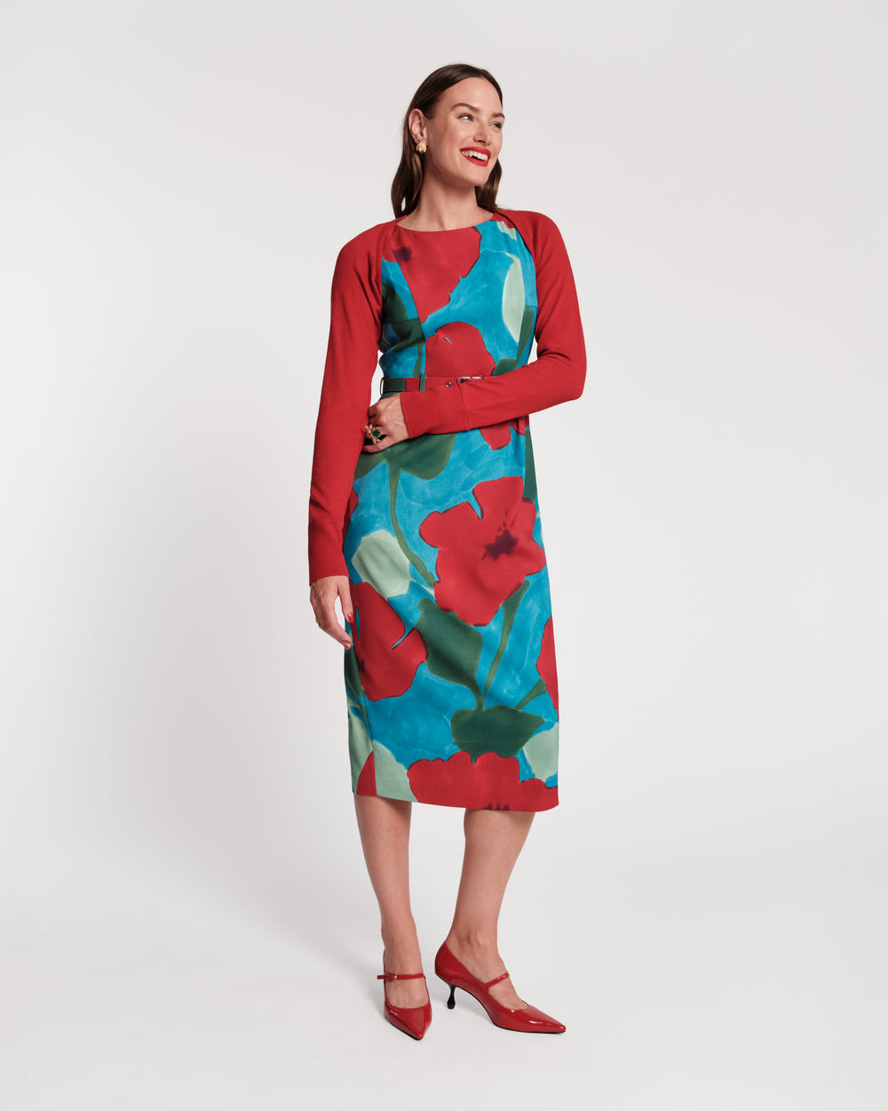 Emmie Long Sleeve Shrug - Red Sweater Frances Valentine