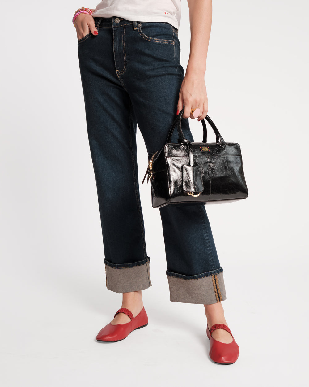 Bunny Satchel - Crinkled Leather Black Satchel Frances Valentine